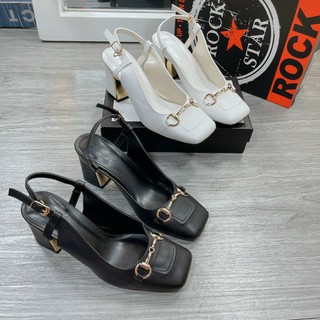 Guốc gucci gót vuông 6p chất da mềm