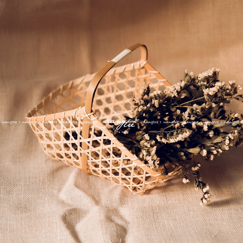 Làn tre đan thưa đựng quà tặng - Trang trí decor