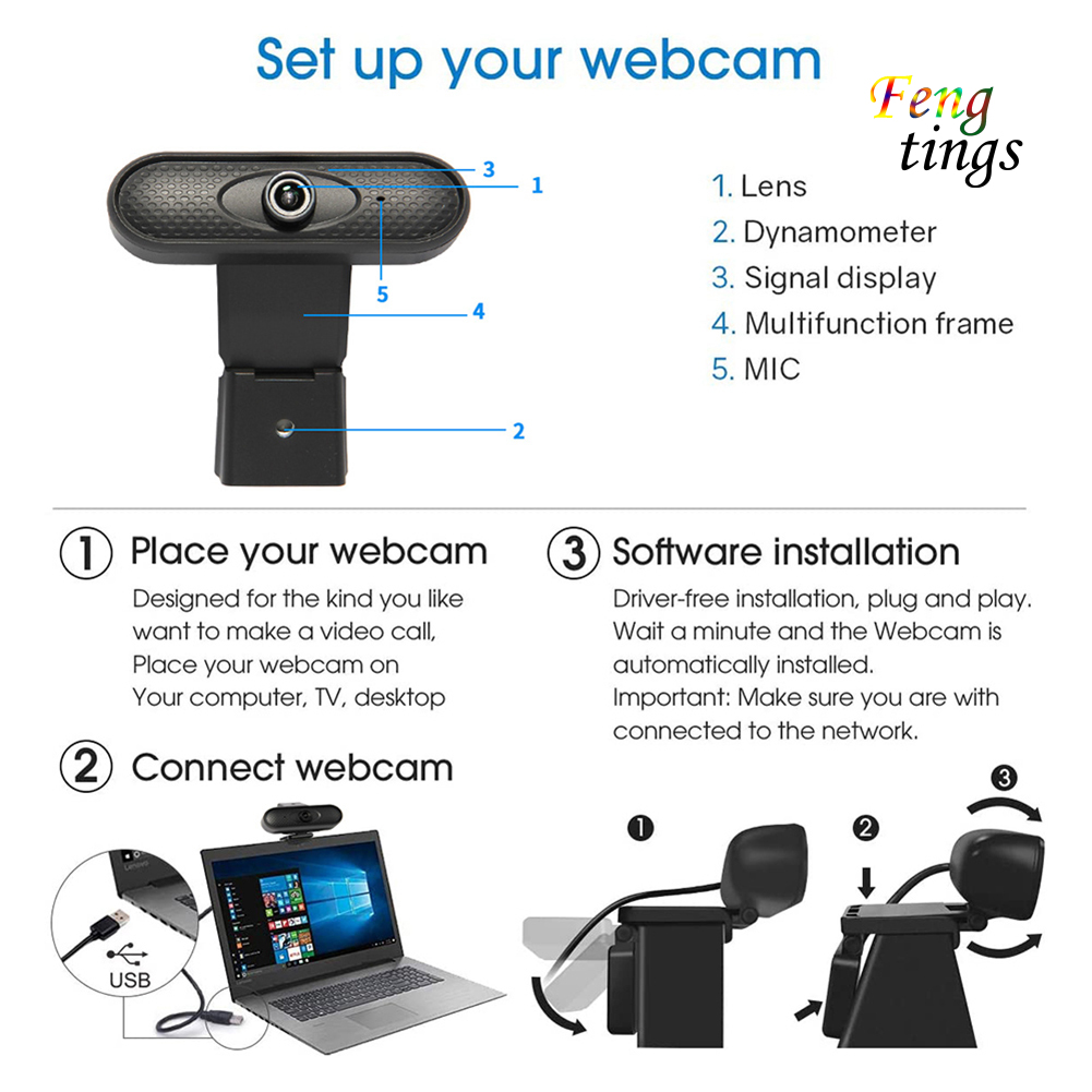 【TL】HD 720P/1080P Driver-free Video Webcam Camera for Online Teaching Live Broadcast