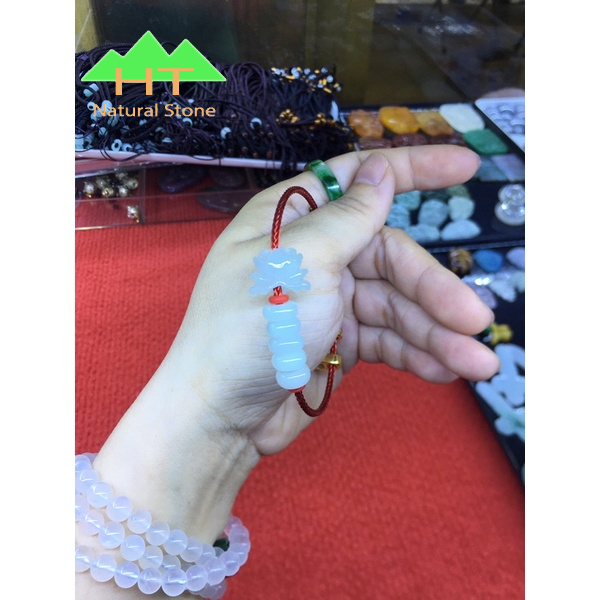 Vòng đeo tay dây cáp Bông Sen mix Đồng Điếu bạch Ngọc