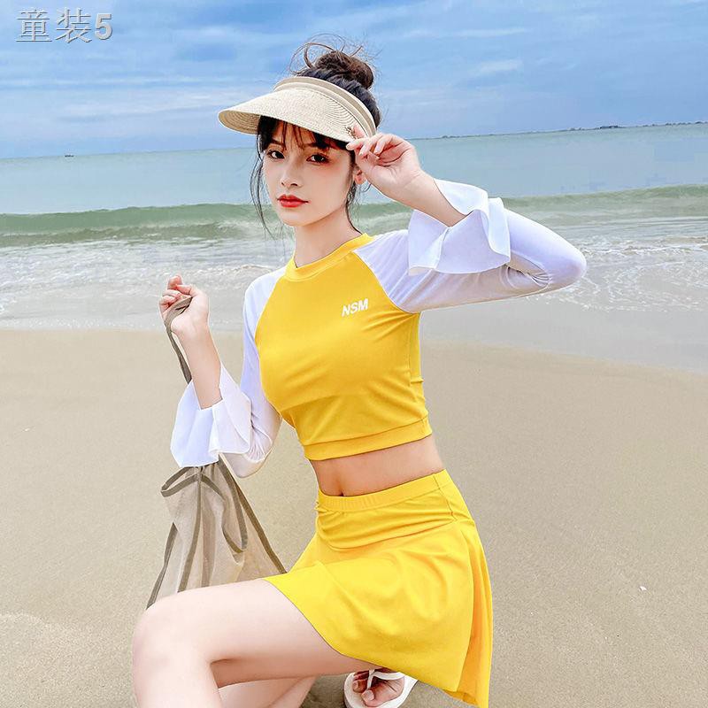 ❈■Thời trang áo tắm hợp 2021 dành cho phụ nữ váy xẻ tà mỏng boxer bảo thủ mùa xuân nóng của Hàn Quốc