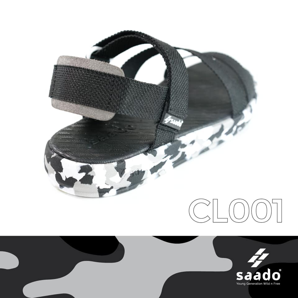 Dép sandal nam nữ SAADO camo đen lính đi học, đi chơi [HÀNG CHÍNH HÃNG]