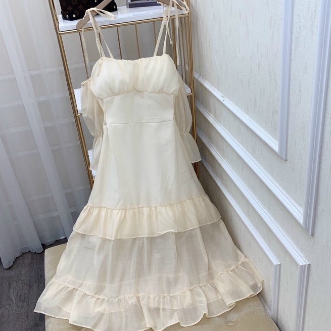 Đầm Nơ Cúp Ngực Viền Bèo Trễ Vai | BigBuy360 - bigbuy360.vn