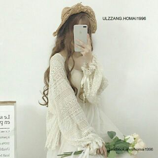[ORDER]Áo khoác ren mỏng nơ tay tiểu thư
