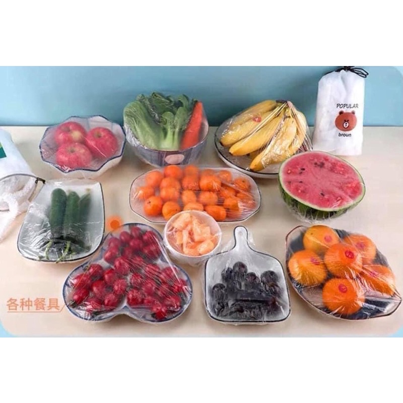 Màng Bọc Thực Phẩm Có Chun ,Túi Bọc Thực Phẩm Gấu PE có chun co giãn tái sử dụng