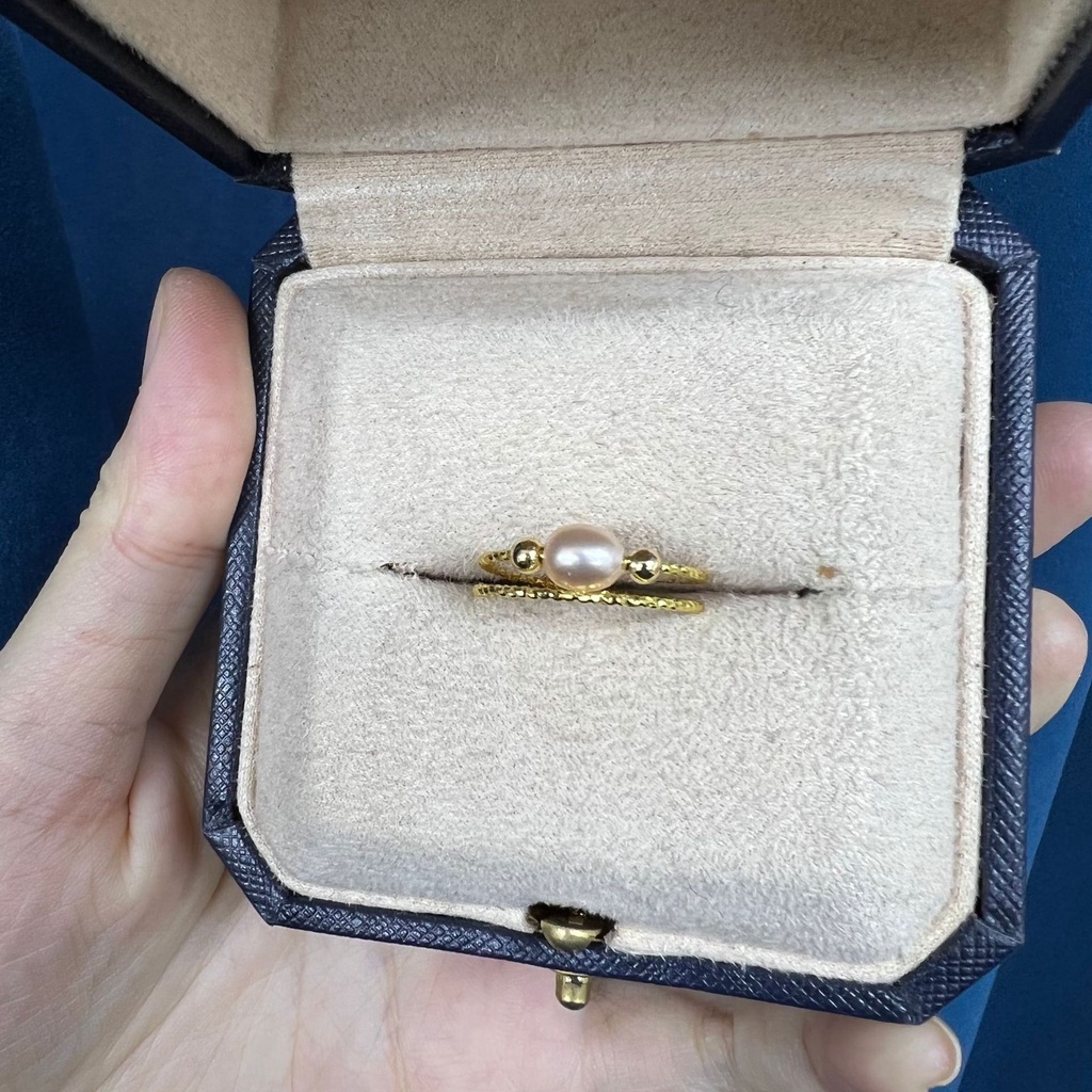 Nhẫn Tay Mạ Vàng 14K Đính Hạt Giả Ngọc Trai 5~6mm