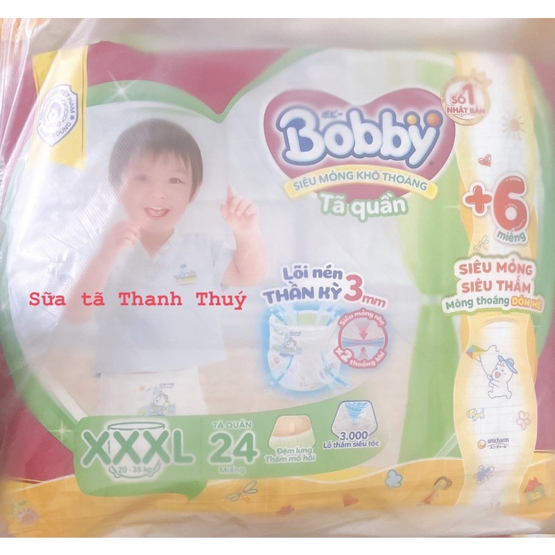 [ Tặng 6 Miếng ] Tã Quần Bobby Size XXXL - 24 Miếng