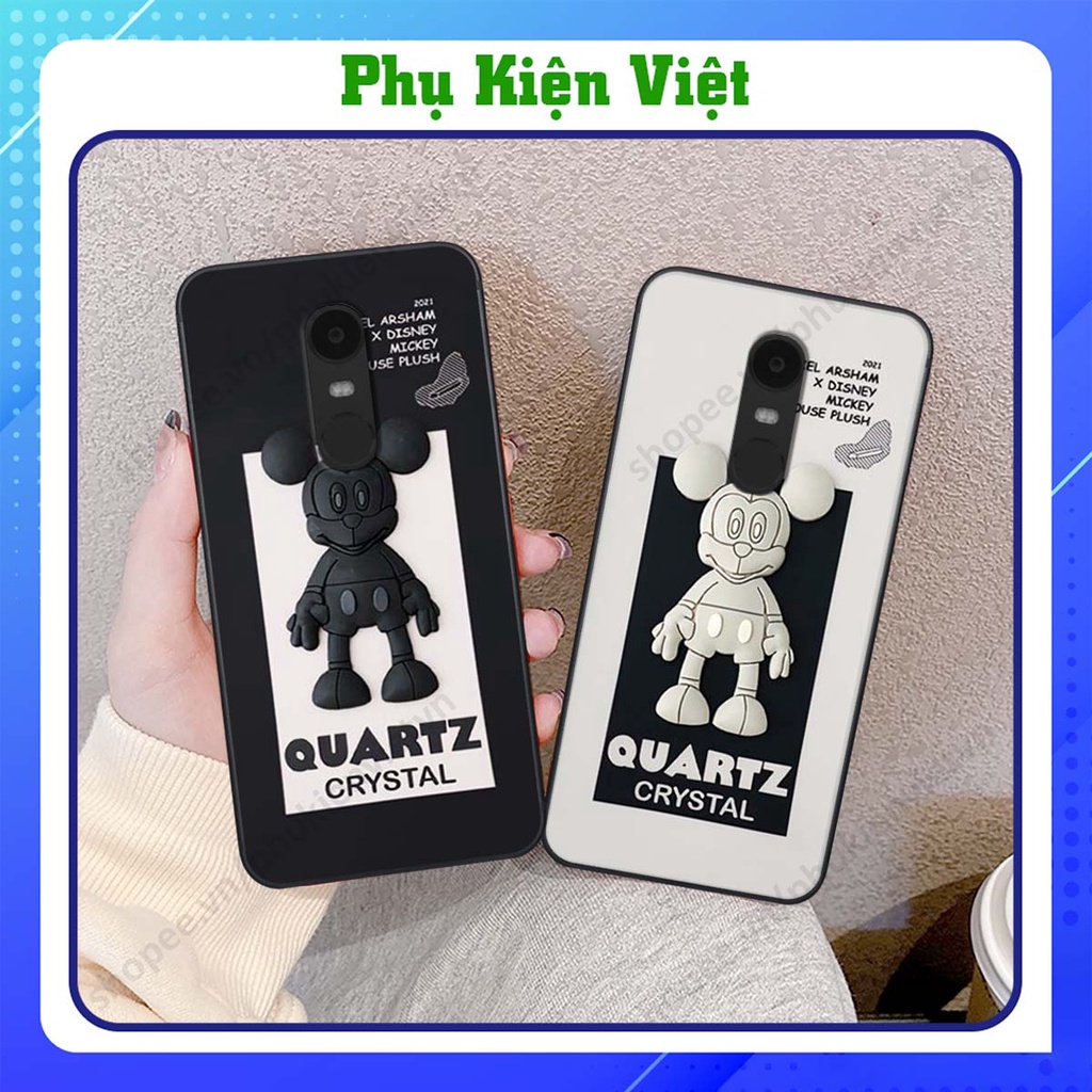 Ốp lưng Xiaomi Redmi Note 4/ Note 4x / Redmi 5 Plus in hình hiệu ứng 3D gấu, kaws, chuột dễ thương