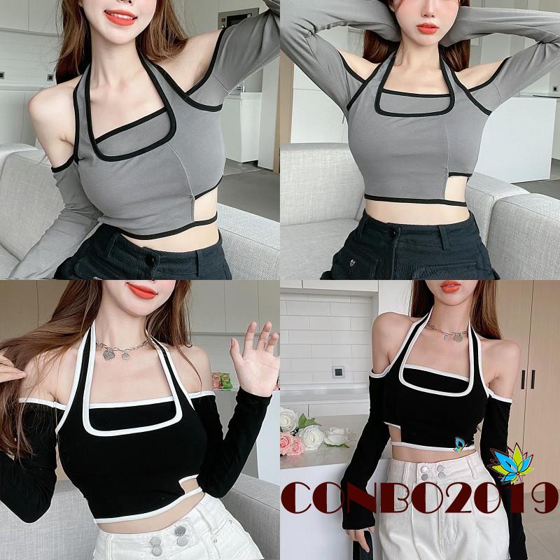 Áo thun lửng tay dài hở lưng thời trang quyến rũ cho nữ