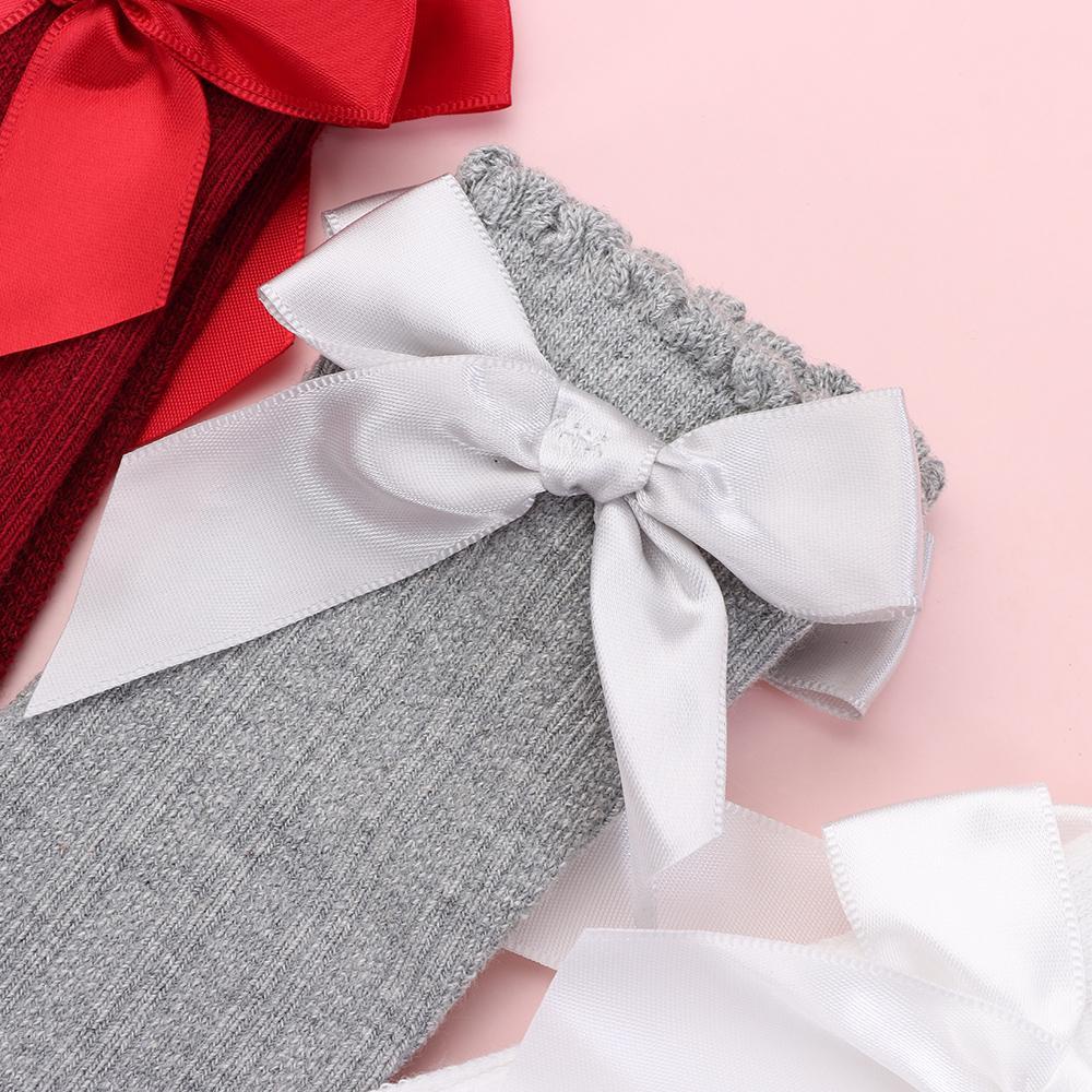 1 Đôi Tất Cotton Chống Trượt Đính Nơ Xinh Xắn Cho Bé Gái