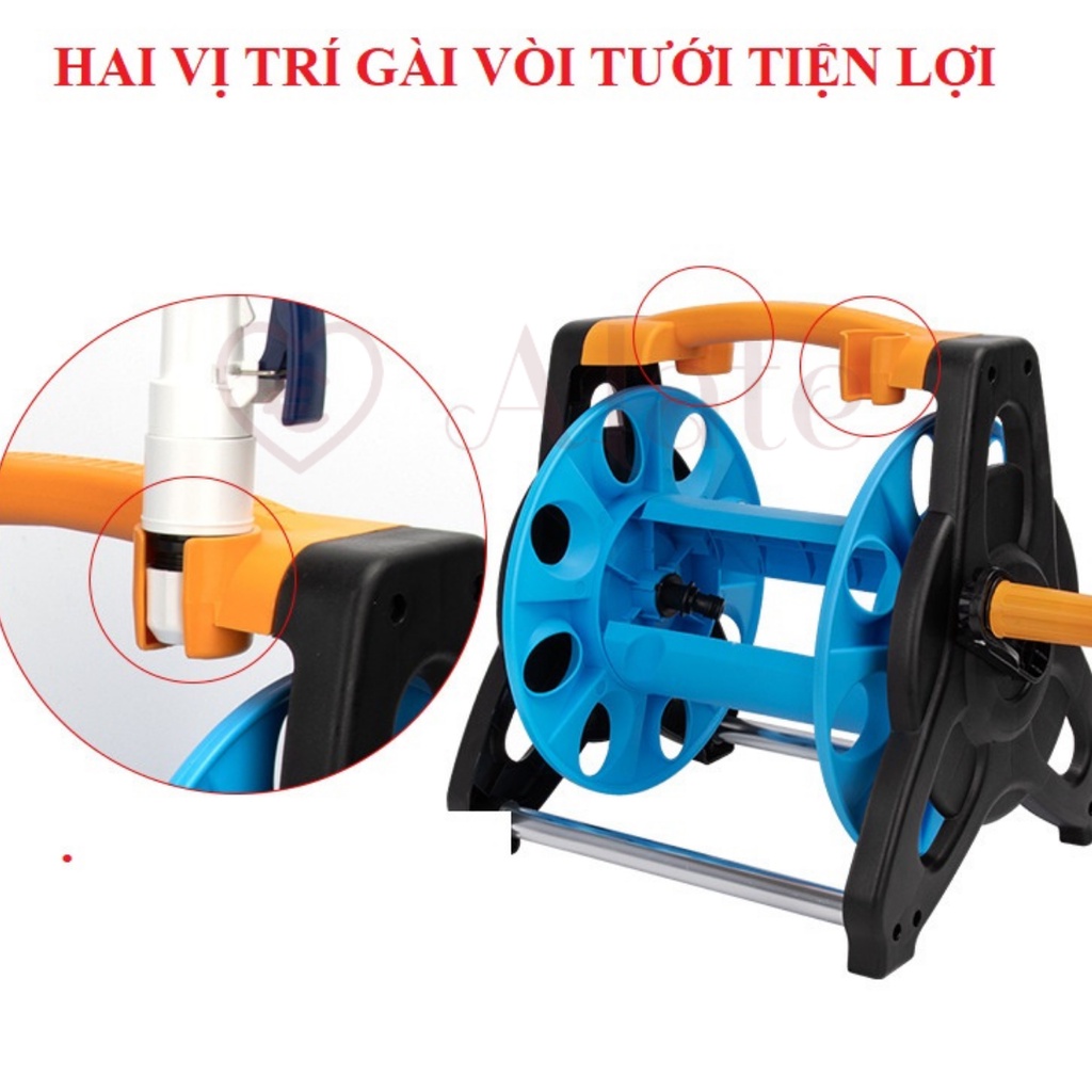 Khung Cuộn Dây Nước Garden Hose Reel, Rulo Cuốn Được 35M Dây Phi 14, Có Thiết Kế Gắn Vòi Tưới Tiện Lợi