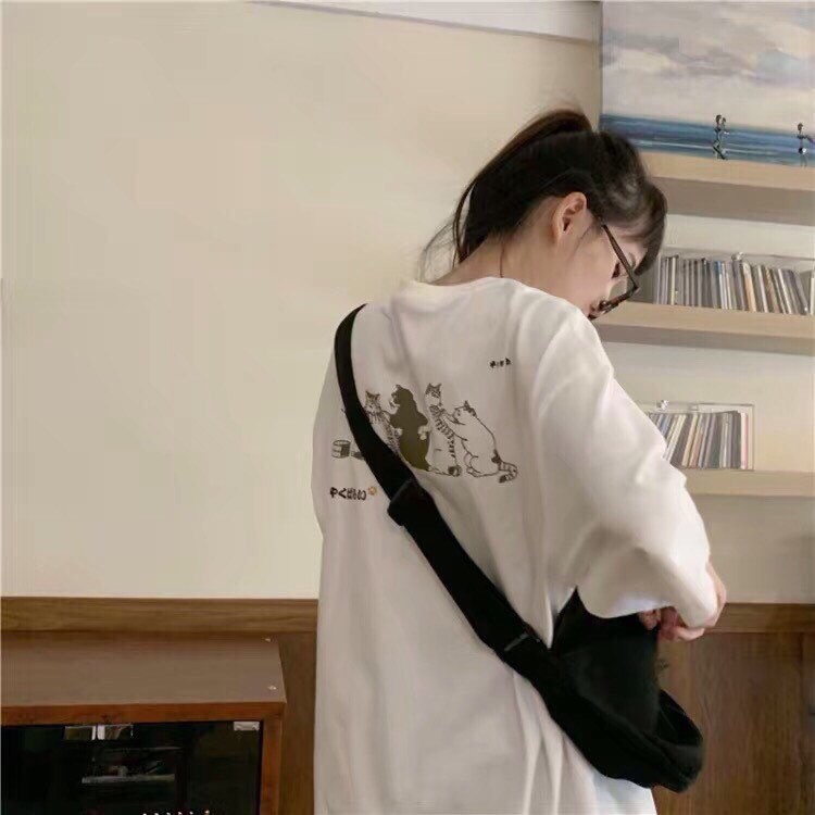 Áo thun tay lỡ form rộng - phông nam nữ cotton oversize - T shirt 5 Chú mèo - 2N Unisex