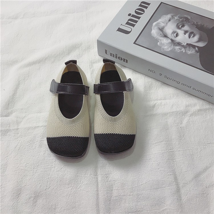 Giày búp bê dệt kim phong cách thời trang Hàn Quốc cho bé gái