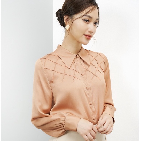 Áo Sơ Mi Nữ Cúc Bọc Vai Đan Dáng Thời Trang Công Sở By LEMIA Design - 22A058