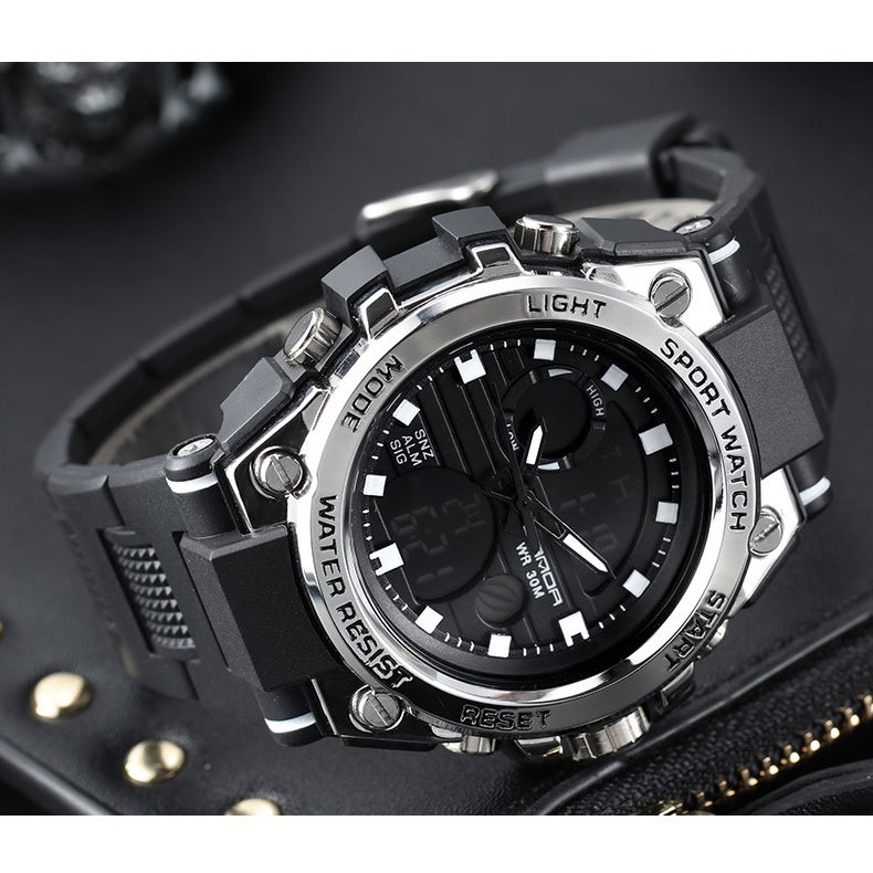 FREESHIP_ Đồng hồ thể thao nam SANDA dây khớp nhựa vòng cung SD02-GOZID.WATCHES