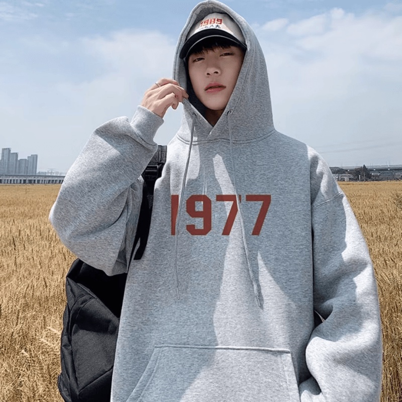 Áo hoodie Dáng Rộng In Chữ Phong Cách Hip Hop Đường Phố Hàn Quốc Chất Lượng Cao Cỡ M-5XL Cho Nam