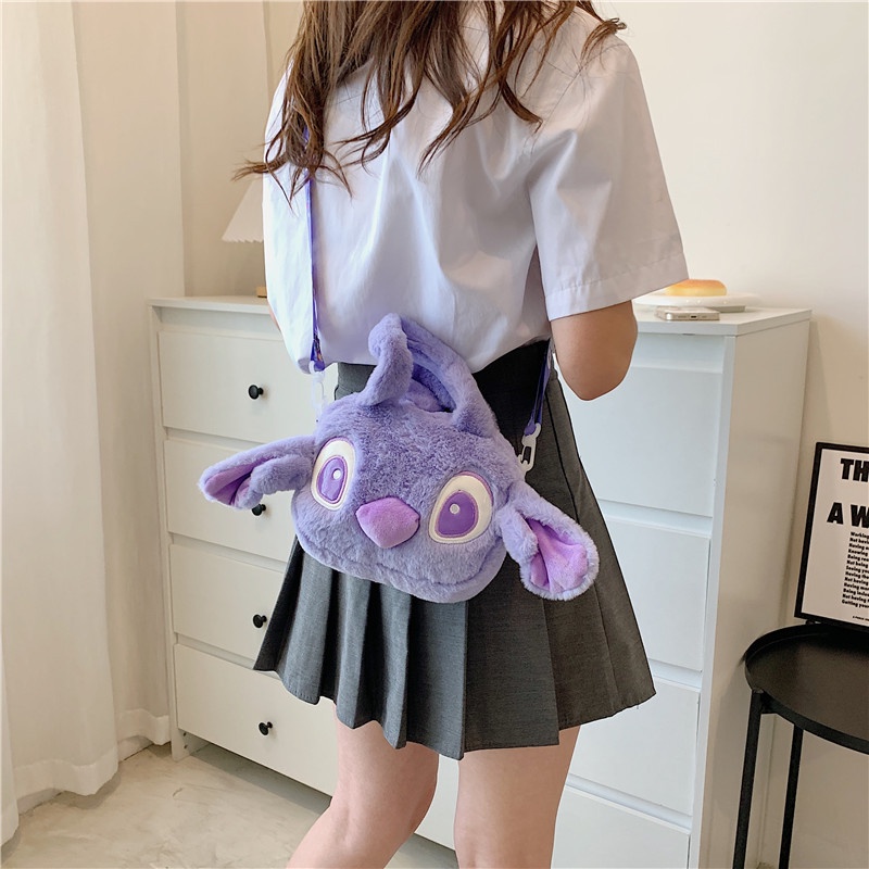 DISNEY Túi Đeo Vai Hình Gấu Pooh / Stitch Nhồi Bông Dễ Thương Cho Bạn Gái