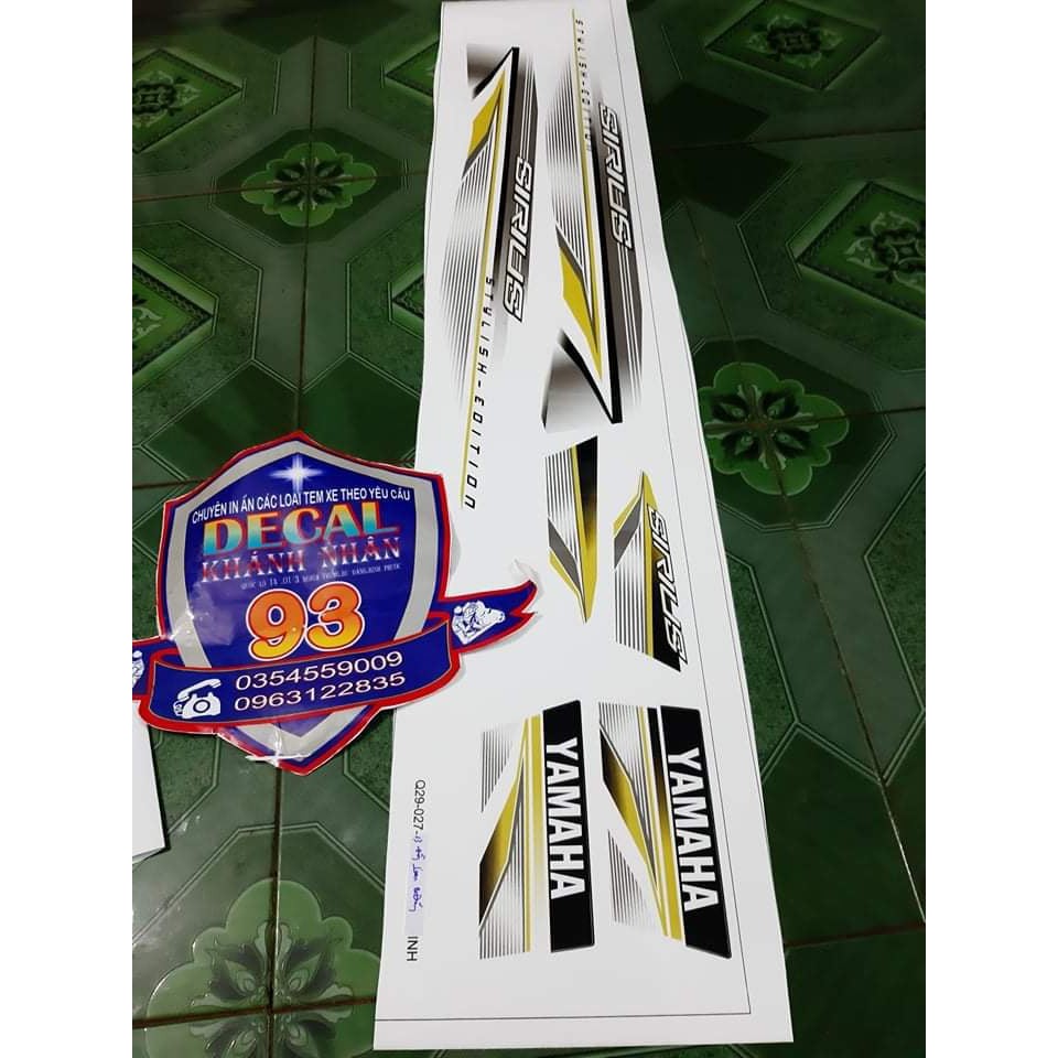 Tem rời sirius vàng nhạt xe trắng