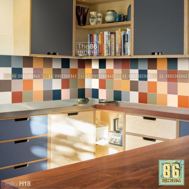 Decal gạch bông dán bếp màu trơn