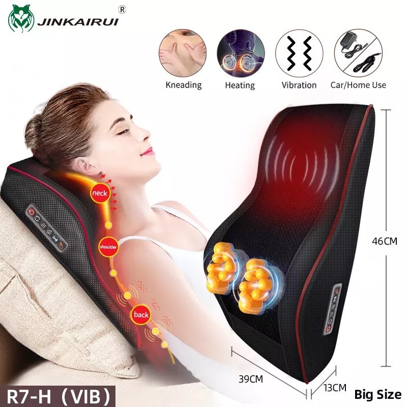 Gối massage JINKAIRUI R7(vib) giảm đau cổ và lưng có chế độ rung 3 trong 1 chất lượng cao