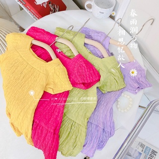 váy xốp cổ vuông đuôi cá bé gái