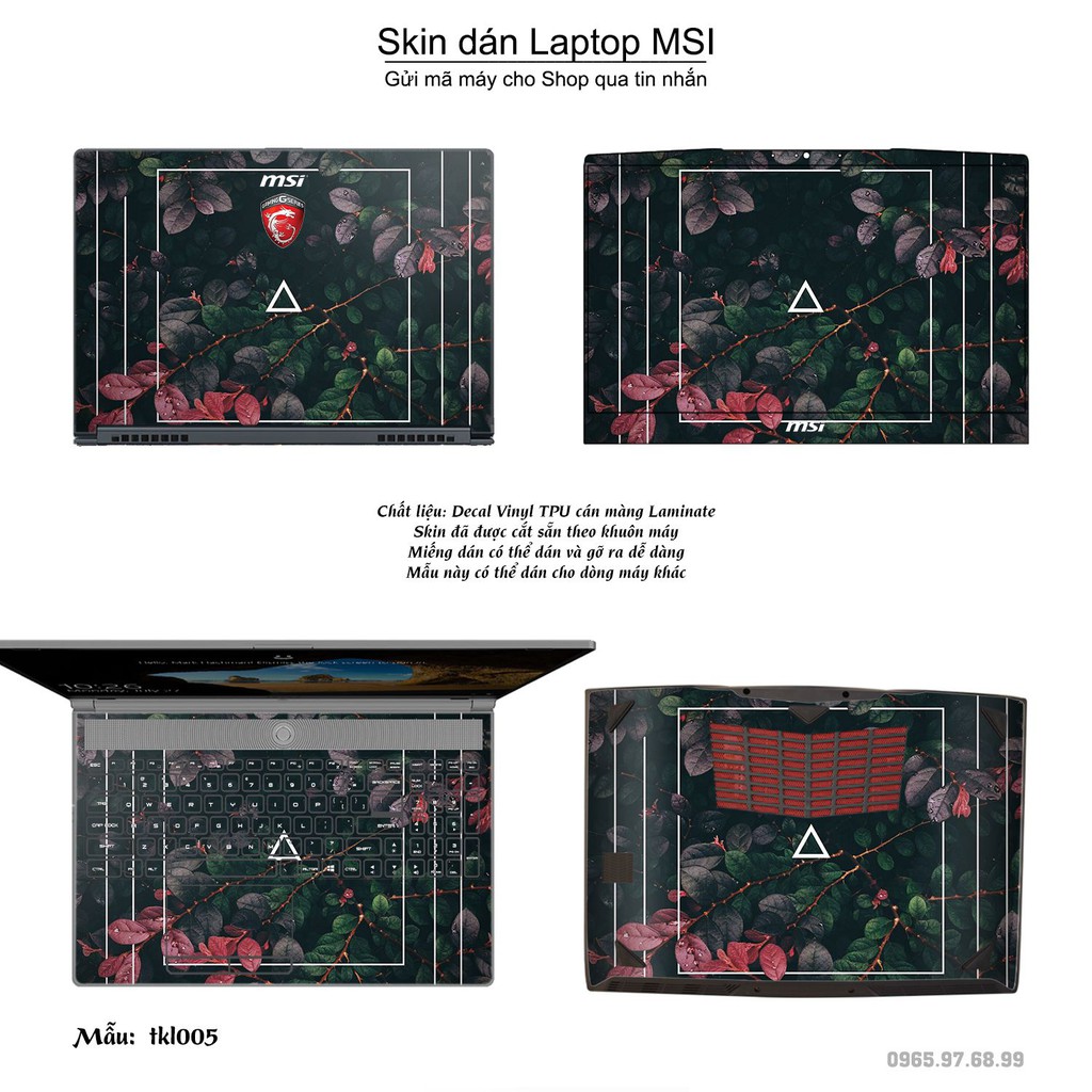 Skin dán Laptop MSI in hình thiết kế (inbox mã máy cho Shop)