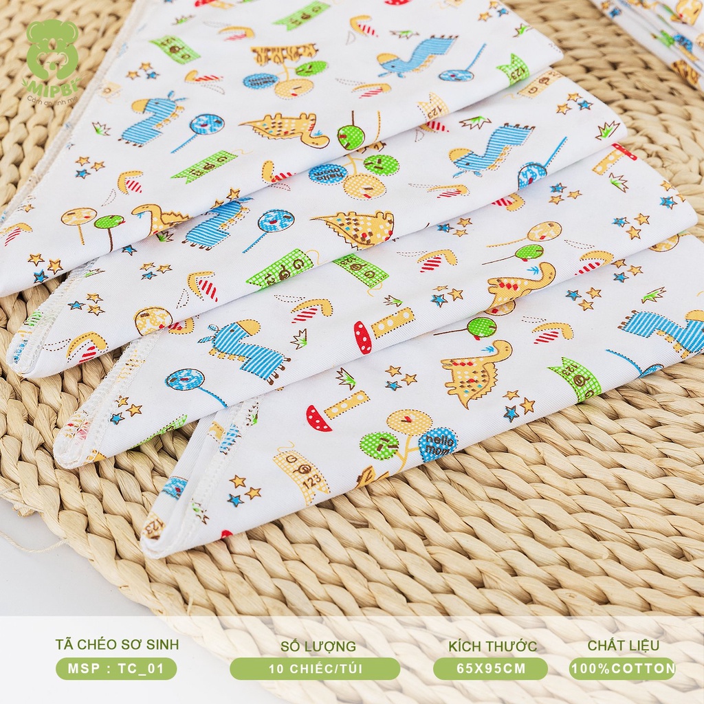 Tã Chéo Vải Cotton Cho Trẻ Sơ Sinh Mipbi  65x95cm