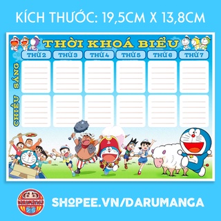 Thời khoá biểu học sinh in hình mèo máy doraemon dễ thương