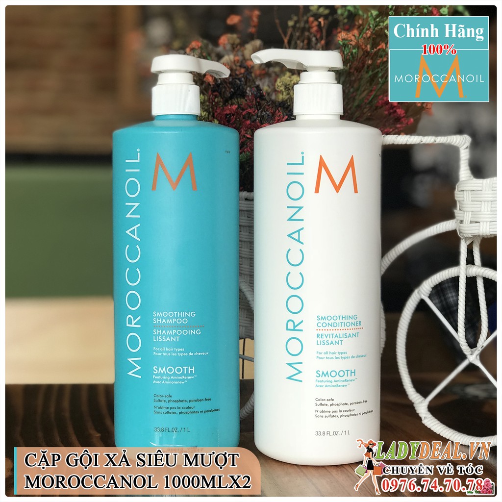 [ Moroccanoil Smooth ] Cặp Dầu Gội Xả Suông Mượt Moroccanoil 1000ml