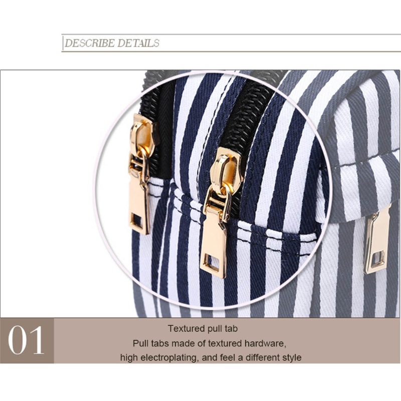 Túi Đựng Mỹ Phẩm / Tiền Xu / Đồ Trang Điểm Họa Tiết Kẻ Sọc Mang Đi Du Lịch Tiện Lợi