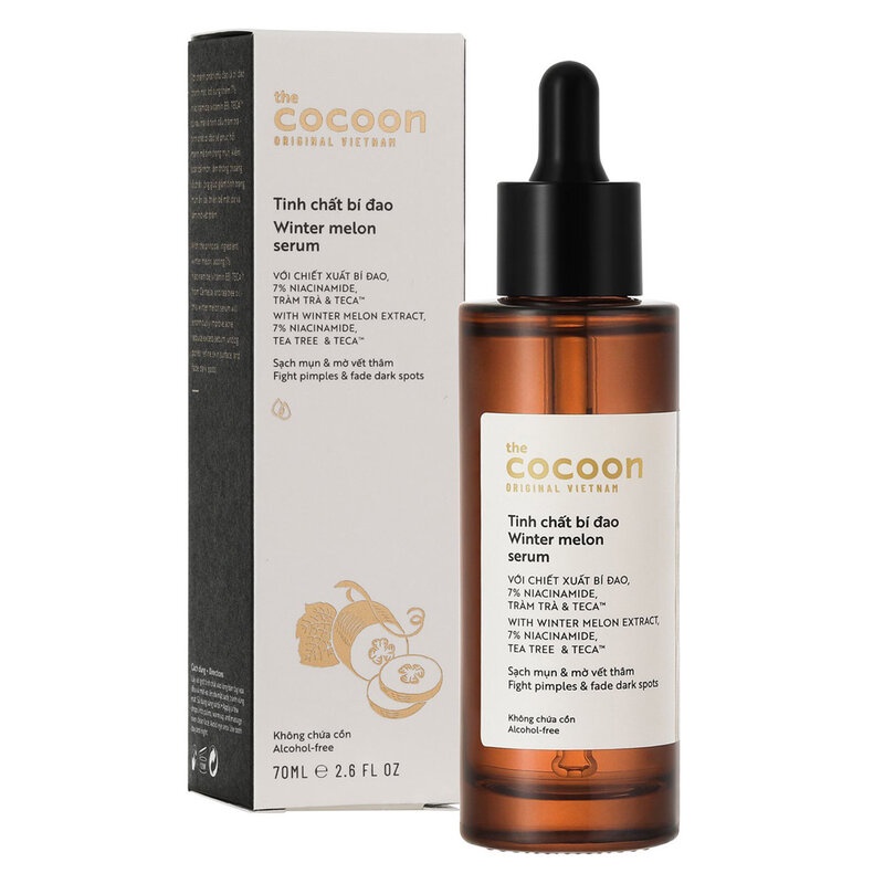 Bộ Đôi Cho Da Mụn Tinh Chất Bí Đao 70ml Và Dung Dịch Chấm mụn 5ml Cocoon