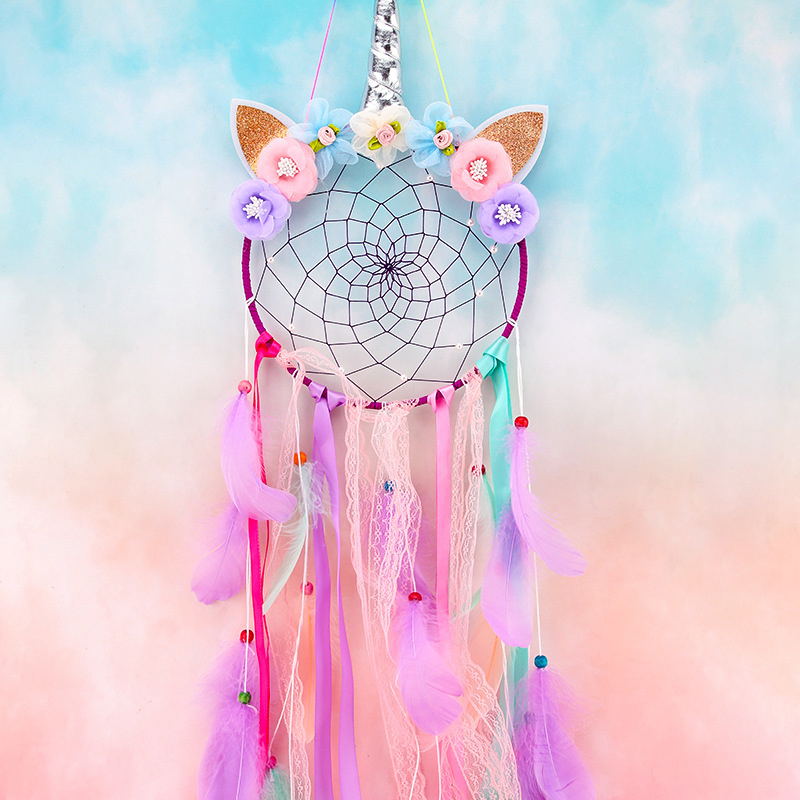 Bùa Đuổi Bắt Giấc Mơ Dream Catcher Màu Tím Treo Trang Trí Xe Hơi