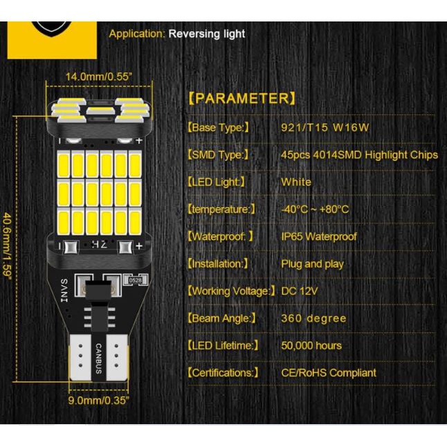 Combo 2 bóng đèn lùi ô tô siêu sáng, đèn nháy 3 lần cảnh báo lùi