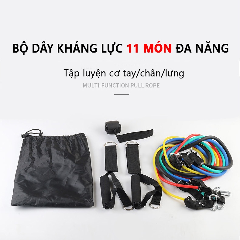 Dây ngũ sắc cao su 11 món tập Gym Rhino R401 tập thể hình đa năng tại nhà, văn phòng,