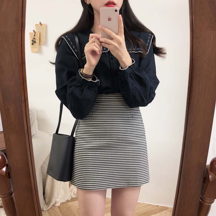 [Mã FAMARAL1 giảm 10K đơn 50K] [ẢNH THẬT] - Áo sơ mi tiểu thư ulzzang cổ thêu vuông- SM22 - jannahouse | BigBuy360 - bigbuy360.vn