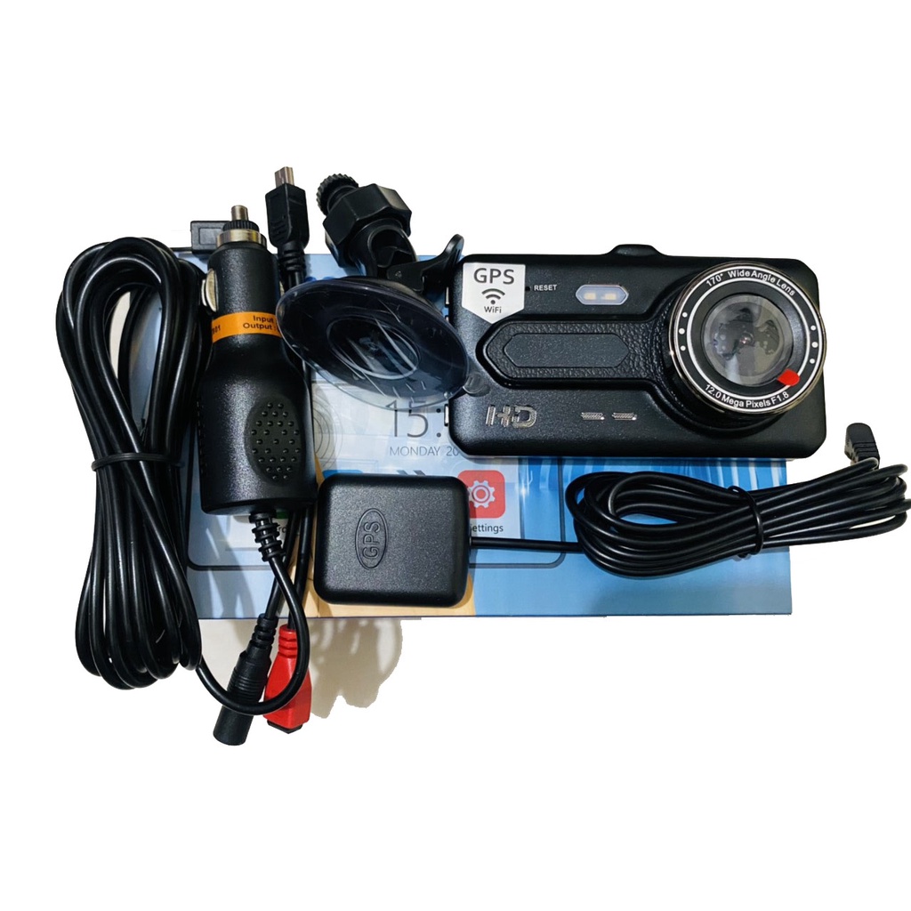 Camera hành trình ô tô A4 Plus,Camera hành trình wifi kết nối điện thoại ghi hình trước sau,có GPS,hỗ trợ thẻ nhớ 32G