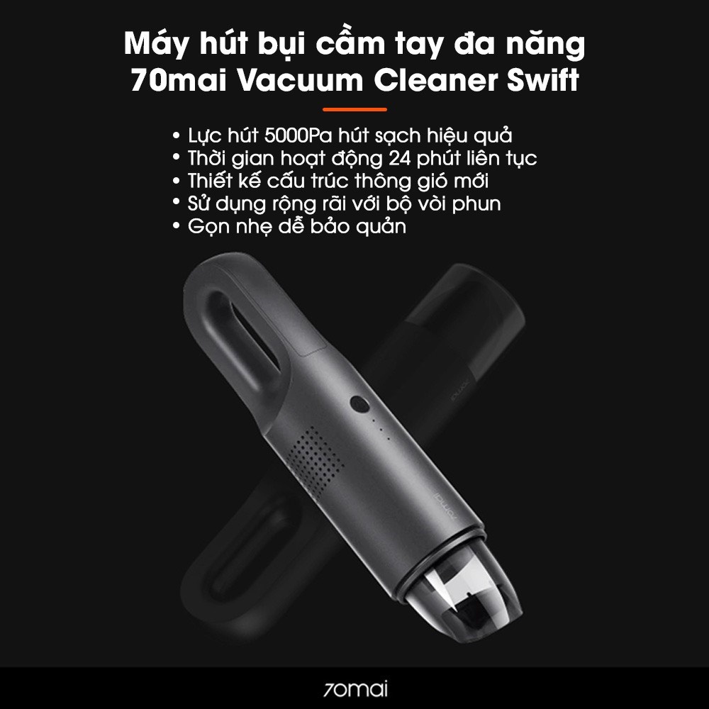 Máy hút bụi 70mai cầm tay di động tích hợp pin sạc 70mai Vacuum Cleaner Swift - Ngọc Vien Store