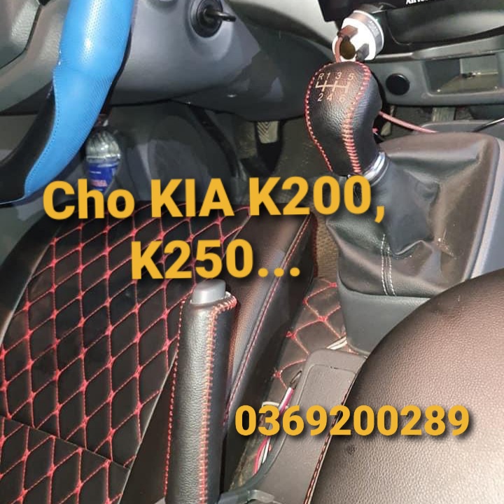 Xe tải KIA K200, K250... bọc cần số phanh tay xe tải K200,K250.. bằng da bò thật khâu tay thủ công mẫu thiết kế mới nhất