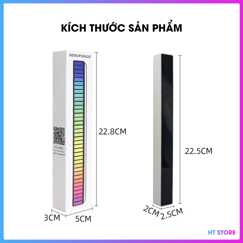 Thanh đèn nháy theo nhạc 40 hạt LED RGB siêu to khổng lồ, cảm âm cực nhạy, vỏ kim loại chắc chắn - Đèn LED Tiktok Decor
