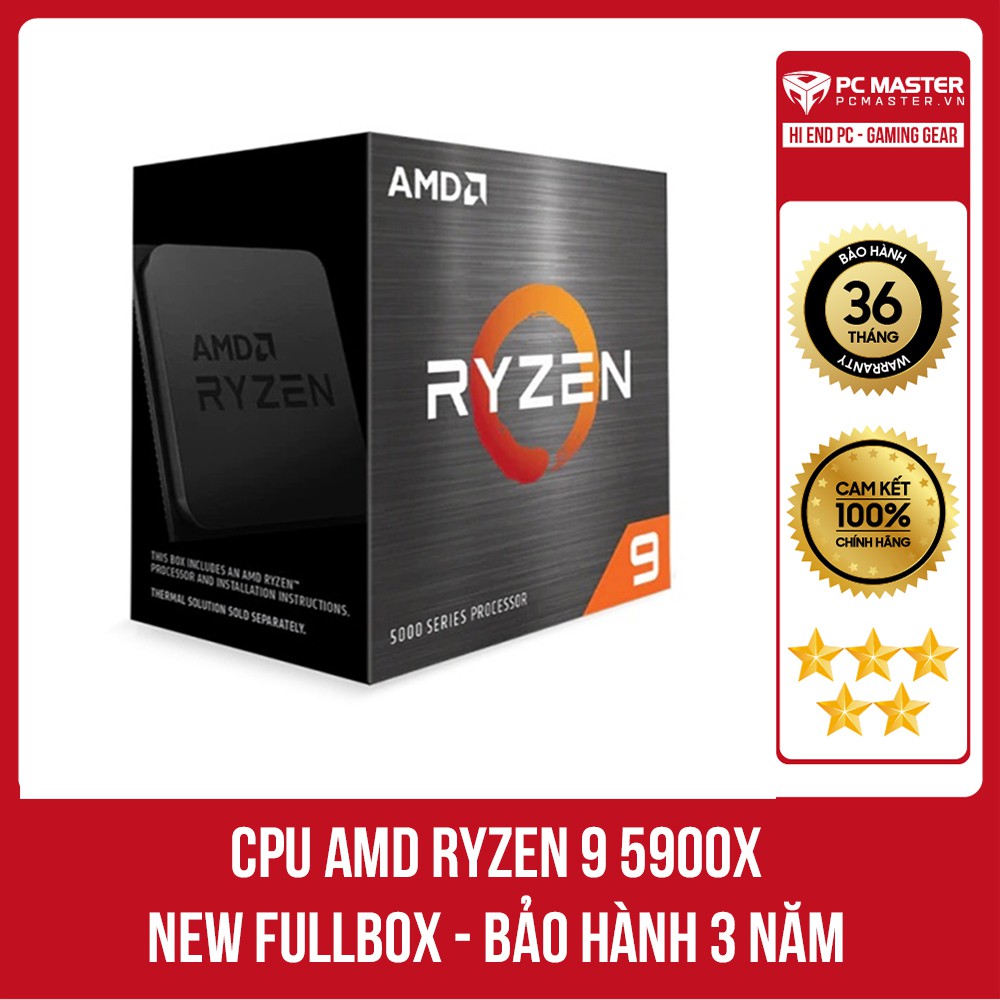 CPU AMD Ryzen 9 5900X - NEW FULLBOX - Bảo hành 3 năm tại PC MASTER - Giá tốt nhất Shopee