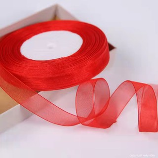 Ruy băng voan 1.5cm, 1 cuộn dài 45m màu đỏ