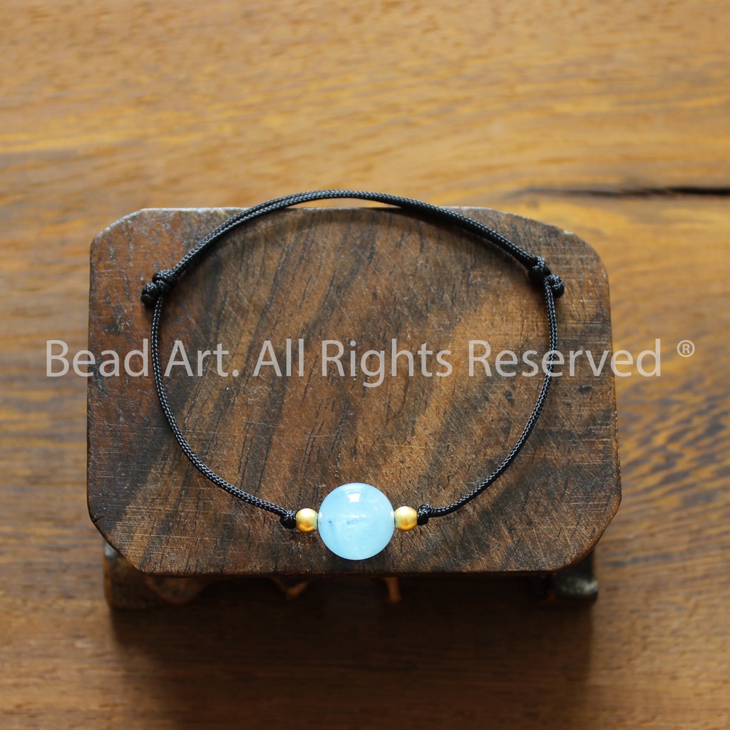 Vòng Tay Đá Aquamarine 8MM Màu Xanh Biển Loại AA, Chuỗi Hạt, Mệnh Thuỷ, Mộc, Full - Bead Art