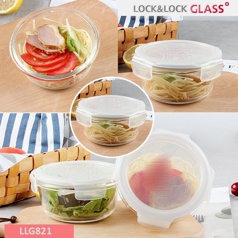 Bộ 5 hộp thủy tinh tròn chịu nhiệt Lock&Lock LLG821 380ml