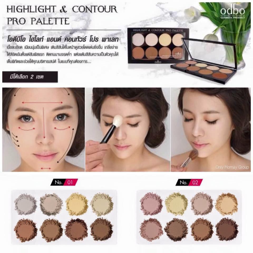 PHẤN TẠO KHỐI 8 MÀU ODBO HIGHLIGHT &amp; CONTOUR PRO PALETTE