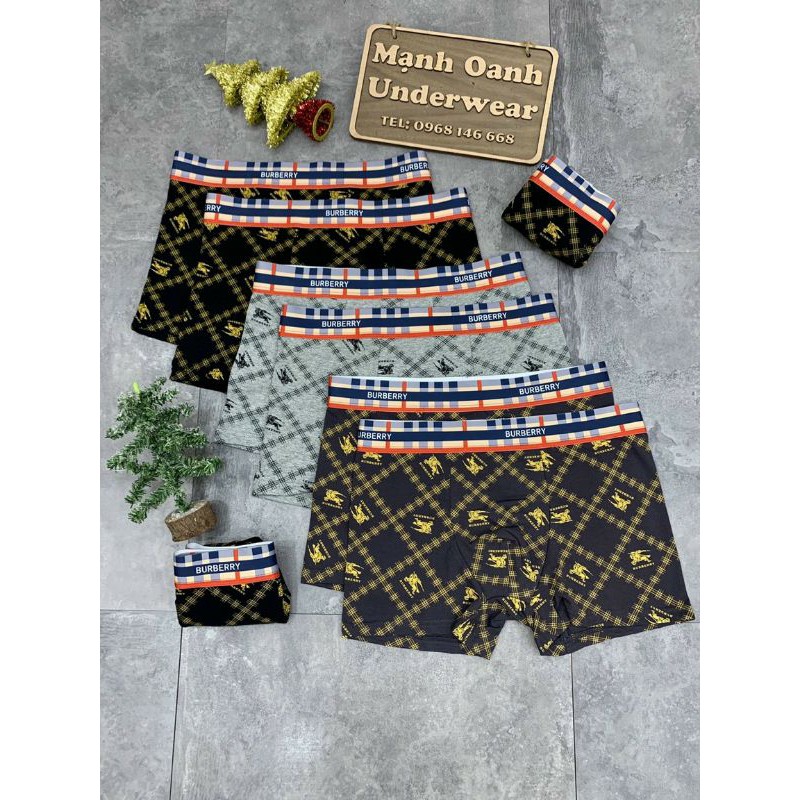 Bộ 5 sịp boxer nam dáng đùi thể thao, kiểu dáng trẻ trung, chất cotton lạnh siêu mềm mát