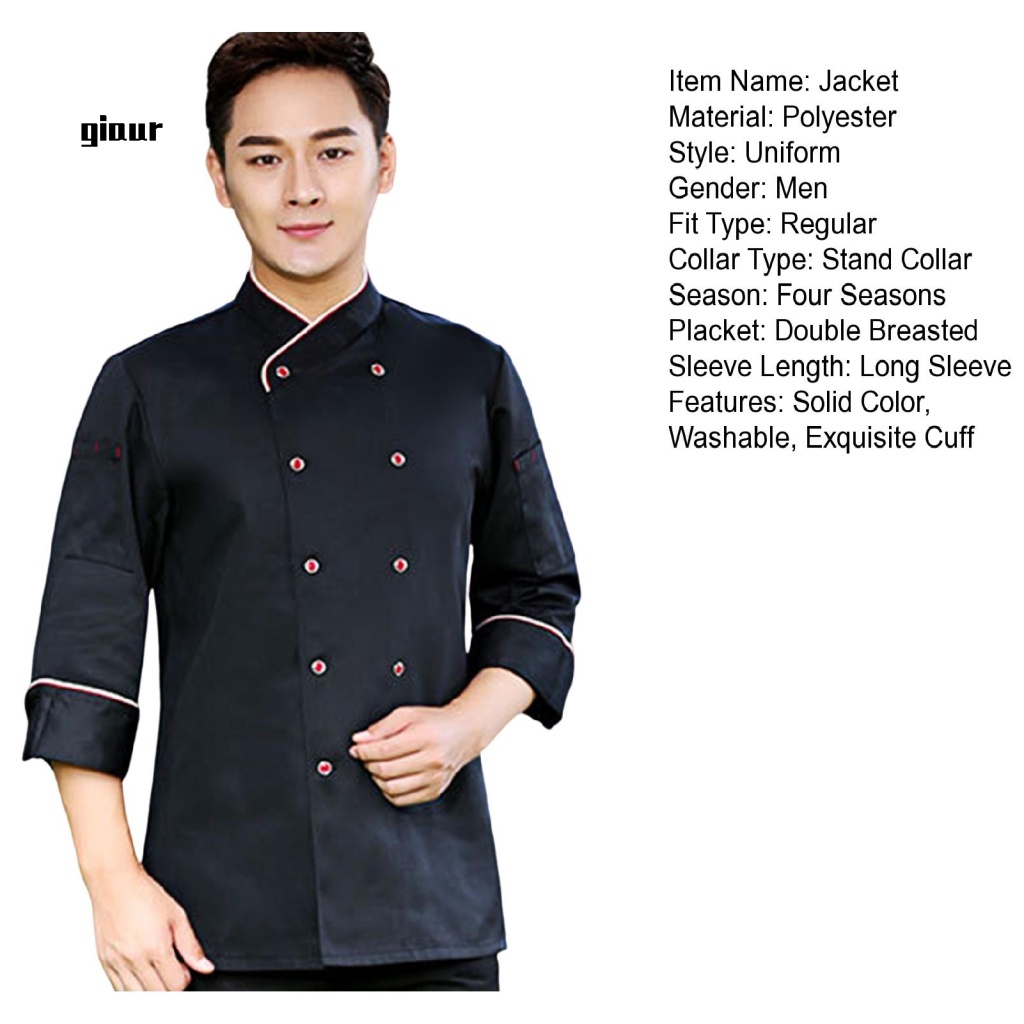 Áo Khoác Đầu Bếp Cổ Đứng Thời Trang Cho Nam Nữ