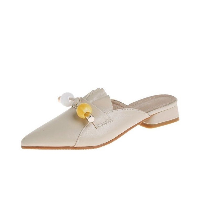 Dép bít mũi IELGY gót dày đính hạt thời trang cho nữ