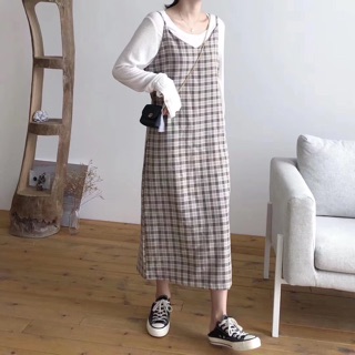 Váy maxi 2 dây kẻ