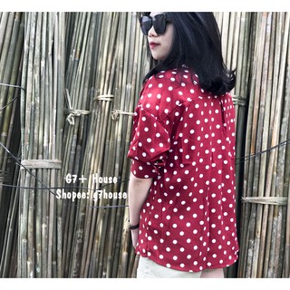 Áo sơ mi chấm bi đỏ