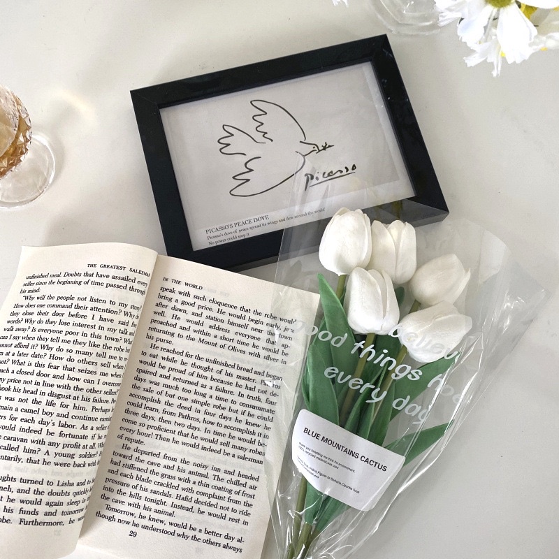 Bó Hoa Tulip Trắng Hồng Vàng 5 Bông Loại 1 Trang Trí Sinh Trang Trí Nhà Cửa - Yori Party